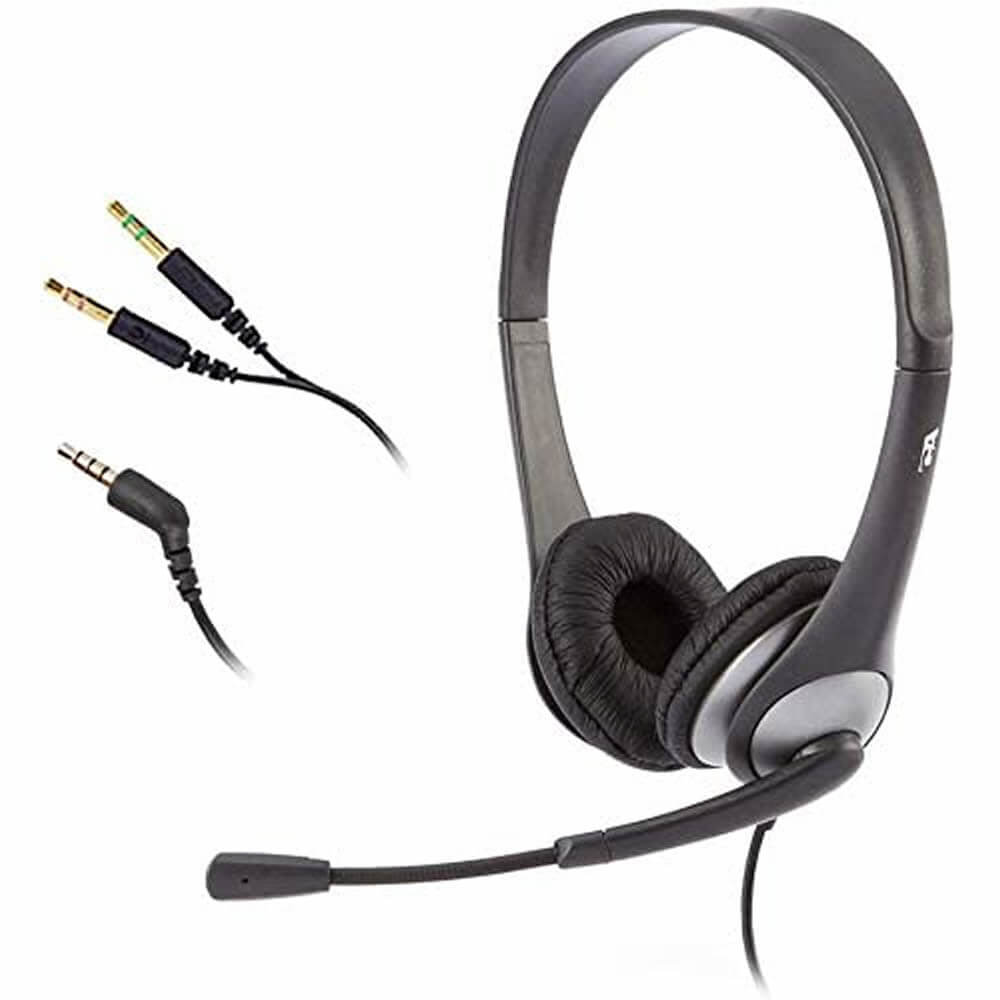 Cyber Acoustics AC-204 Classroom Learning Headphones with Built-in Microphone 10-Pack