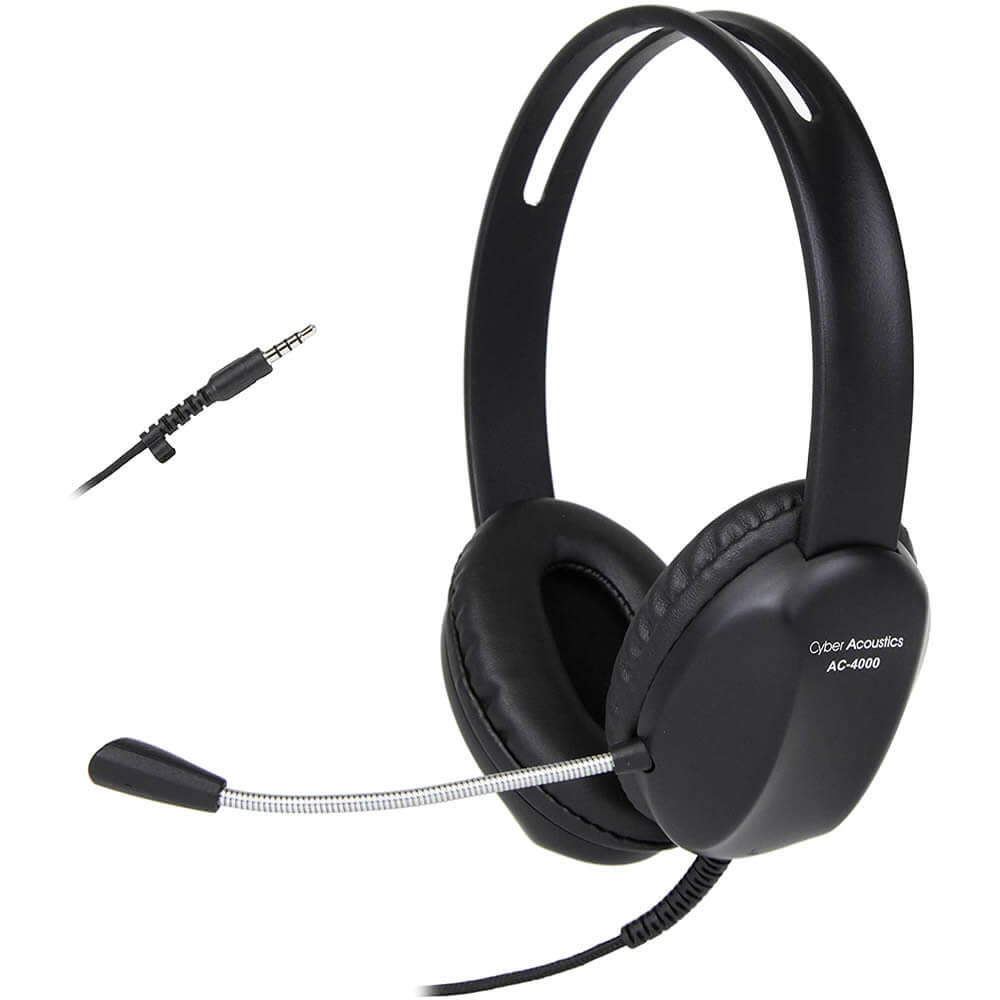 Cyber Acoustics AC-4000 Classroom Learning Headphones and Noise Cancelling Microphone 20-Pack