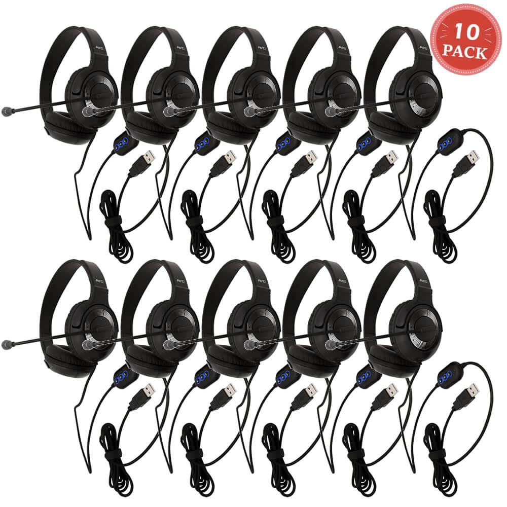 Avid AE-55 Headphone with Microphone and USB 2.0 Plug Black/Silver (10-Pack)